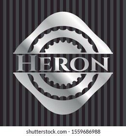 Heron silvery badge or emblem. Vector Illustration. Mosaic.