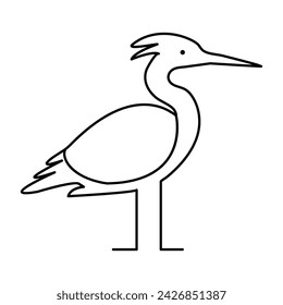 Heron single continuous one line out line vector art  drawing  and tattoo design on white background