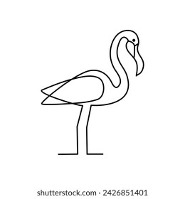 Heron single continuous one line out line vector art  drawing  and tattoo design on white background