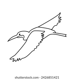 Heron single continuous one line out line vector art  drawing  and tattoo design on white background