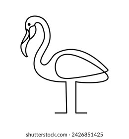 Heron single continuous one line out line vector art  drawing  and tattoo design on white background