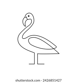 Heron single continuous one line out line vector art  drawing  and tattoo design on white background