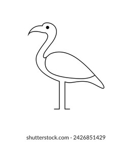 Heron single continuous one line out line vector art  drawing  and tattoo design on white background