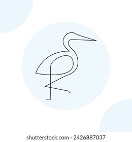 Heron single continuous one line out line vector art  drawing  and tattoo design on white background
