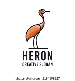 Heron Stork Crane Bird Logo Modern Illustration
