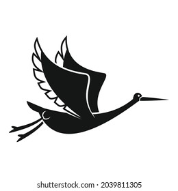 Heron stork icon simple vector. Fly bird. Baby nest
