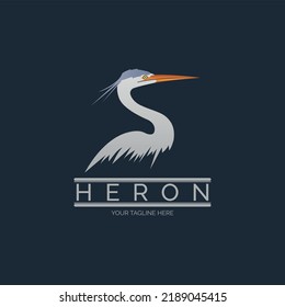 heron stork logo template design vector for brand or company and other