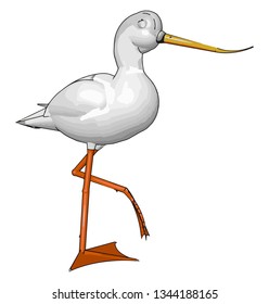 Heron or stork are long-legged freshwater and coastal birds they have good vision and can hunt during the night as well as day vector color drawing or illustration
