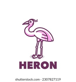 Heron stork mascot cartoon logo