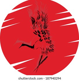 Heron sun vector nature wild animal bird fly circle beak wing