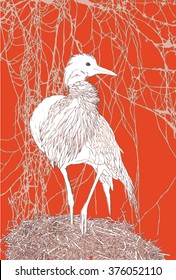 Heron. Vector illustration.