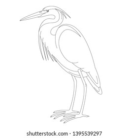   heron, vector illustration,profile side,lining draw