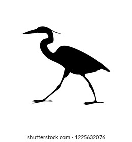 heron walking vector illustration black silhouette profile