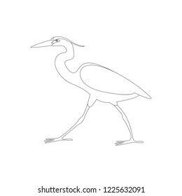 heron walking vector illustration  lining draw profile