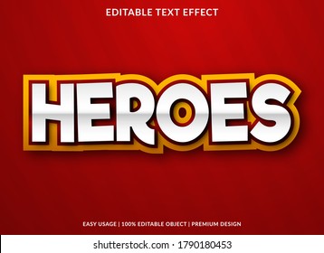 heros text effect template with 3d style and bold font concept use for brand label and logotype sticker