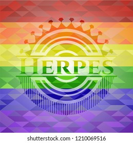 Herpes emblem on mosaic background with the colors of the LGBT flag