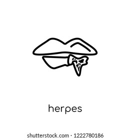 Herpes icon. Trendy modern flat linear vector Herpes icon on white background from thin line Diseases collection, editable outline stroke vector illustration