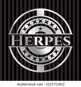 Insignia o emblema de plata de Herpes. Ilustración vectorial. Mosaico. 