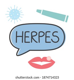concepto de virus herpes- ilustración vectorial