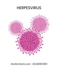 Herpesvirus Illustration Depiction of Viral Particles