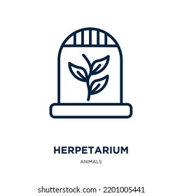 herpetarium icon from animals collection. Thin linear herpetarium, national, dome outline icon isolated on white background. Line vector herpetarium sign, symbol for web and mobile