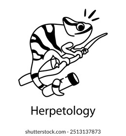 Herpetology icon designed in doodle style 