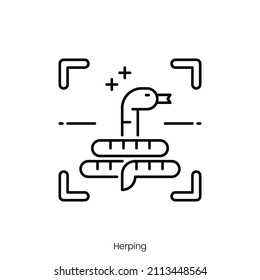 herping icon. Outline style icon design isolated on white background