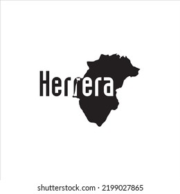 Mapa de Herrera y diseño de letras negras sobre fondo blanco