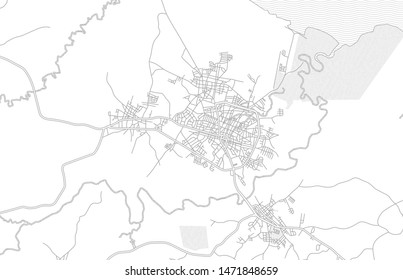 Chitré, Herrera, Panama, bright outlined vector map with bigger and minor roads and steets created for infographic backgrounds.