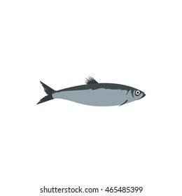 Herring fish icon in flat style on a white background