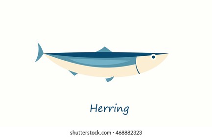 herring fish isolated on white. vector cartoon image