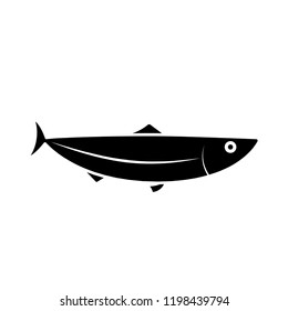 Herring fish silhouette icon. Seafood clipart isolated on white background