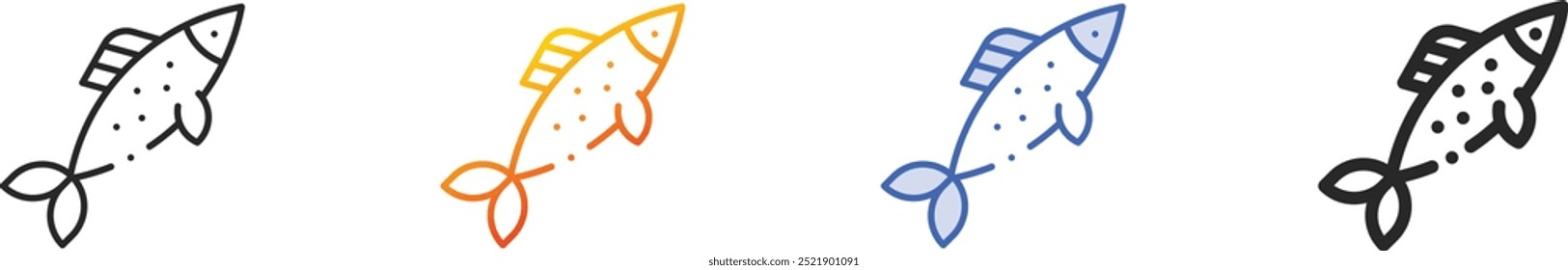 herring icon.Thin Linear, Gradient, Blue Stroke and bold Style Design Isolated On White Background