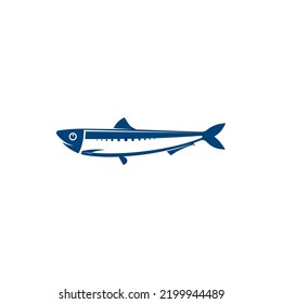 El arenque aisló al animal marino de peces azules. Vector de sangre fría animal marino sardina, pescado acuático salado