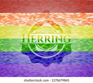 Herring on mosaic background with the colors of the LGBT flag