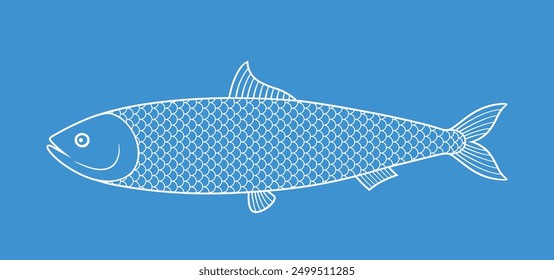 Herring outline. Isolated herring on white background