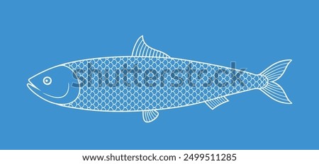 Herring outline. Isolated herring on white background