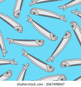 Herring pattern seamless. fish background. Baby fabric ornament