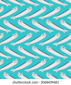 Herring pattern seamless. fish background. Baby fabric ornament