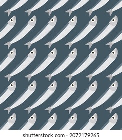 Herring pattern seamless. fish background. Baby fabric ornament