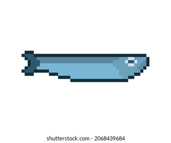 Herring pixel art. Fish pixelated 8 bit. vector illustration