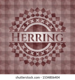 Herring red badge with geometric pattern. Seamless.