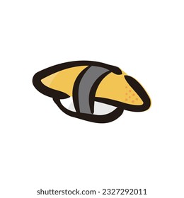 Herring roe - Sushi Icon or Illustration. Color version of hand drawn lines.