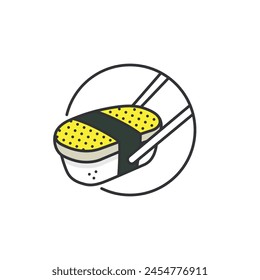 Herring Roe Sushi Icon. Kazunoko japanese sushi illustration. Asian food delight symbol. Japanese restaurant menu icon. 