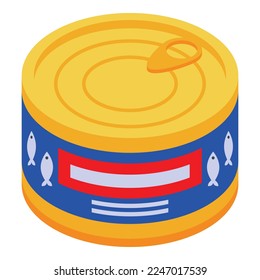 Herring tin can icon isometric vector. Ocean fish. Water skeleton