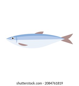 Herring vector illustration. Flat design geometric herring fish. Sea life, marine, aquatic life, ocean animals concept.