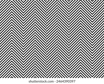 Herringbone black pattern seamless isolated on white. Vector Illustration