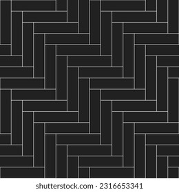 Herringbone brick vector pattern. Brick pattern. Black brick pattern. Seamless geometric pattern for wrapping paper, backdrop, background, wallpaper.