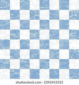 Herringbone checked pattern in indigo blue. Textile fabric with zigzag texture with white background.simple textured Herringbone pattern.