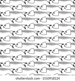 Herringbone diagram arranged into a pattern.Black fishbone artwork arranged in a white background pattern.Abstract fishbone is the same as the background.